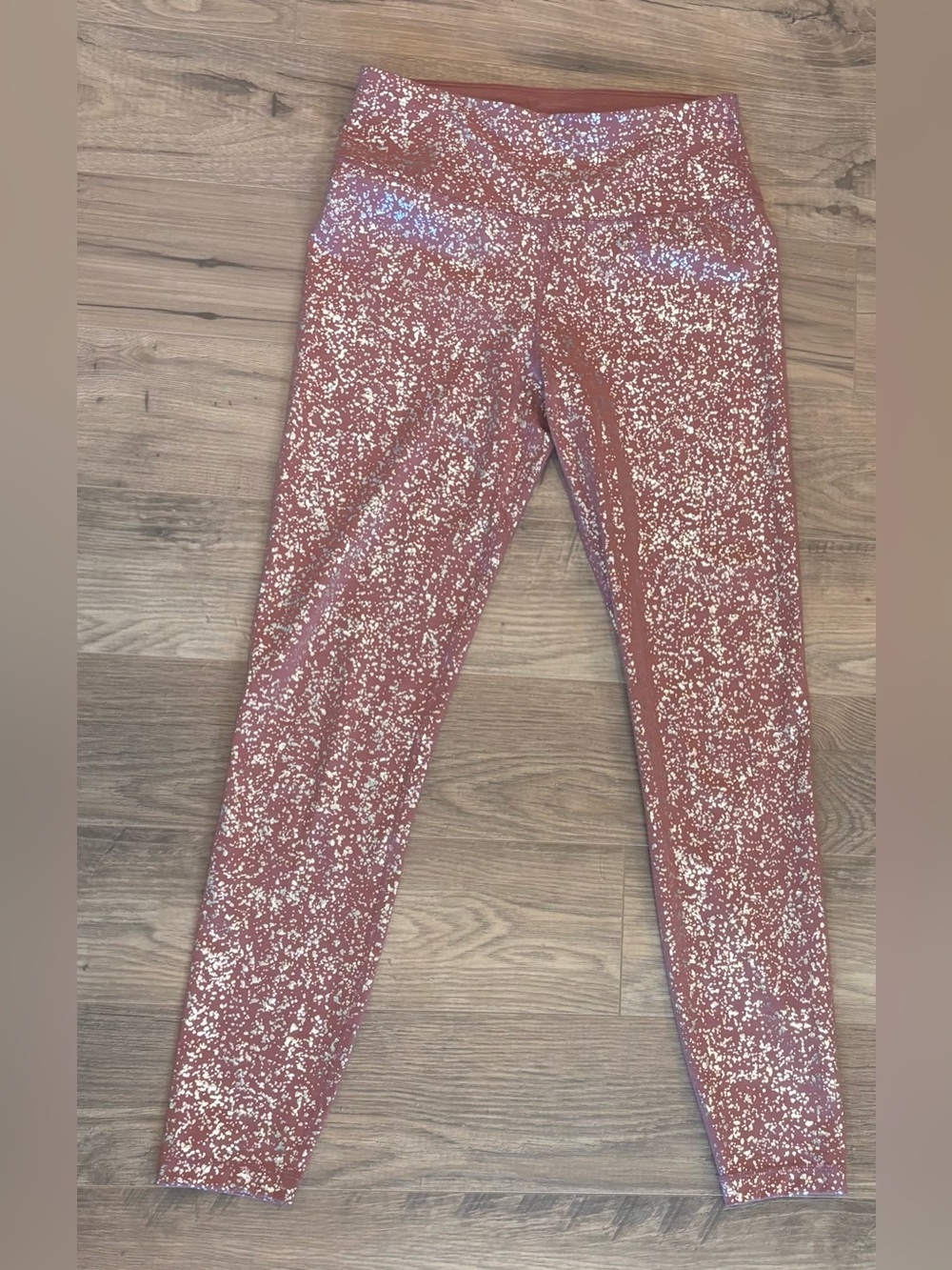 Sweaty Betty All Day Foil 7/8 Leggings Vintage Rose Silver Metallic Size Small - Picture 3 of 7